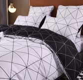 Ibenzoa® Dekbedovertrekset Eenpersoons 135x200 cm Geometrisch Patroon Wit Microvezel