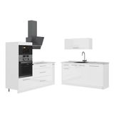 Vicco Cuisine "Fame-Line", Blanc Haute brillance/Blanc, 340cm | 7 Modules · Pieds réglables en hauteur · Sans plan de travail · Façades en MDF · Softclose · Poignées en métal