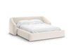 Lit coffre avec tête de lit 200x140cm en tissu structurel beige clair