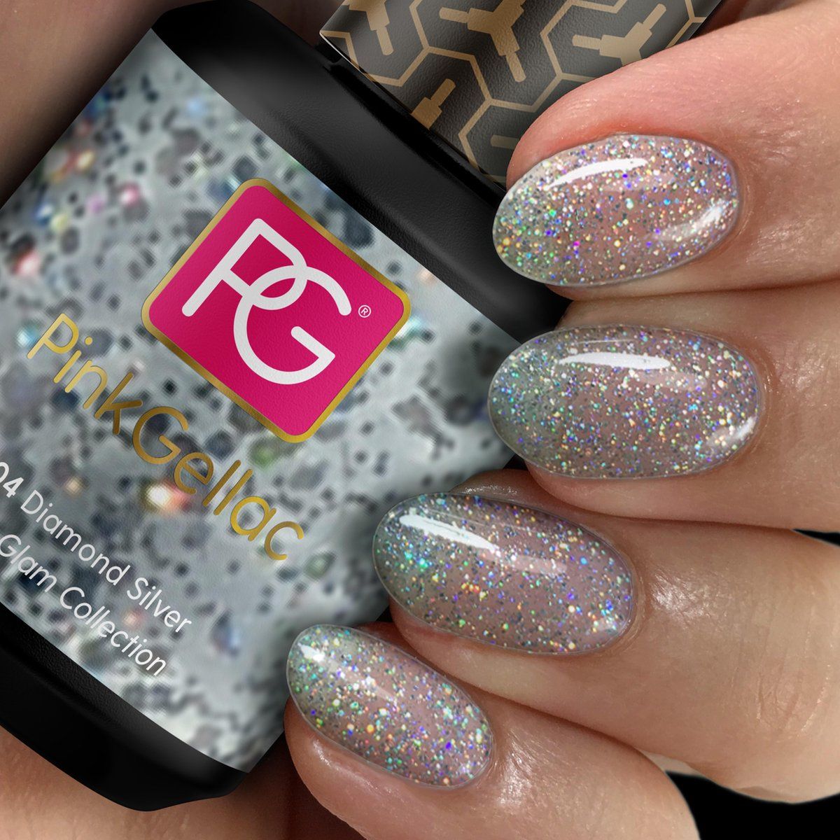 Pink Gellac - Diamond Silver - Gellak - Vegan - Zilver - Glanzend - 15ml