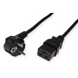 Roline C19 (straight) - CEE 7/7 (angled) Power Cable | 3x 1.50mm | Black | 0.80 meter