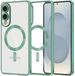 Techsuit Hoesje geschikt voor Samsung Galaxy S25 Edge - Luxury Crystal Back Cover - Geschikt voor MagSafe - Transparant/Lichtgroen