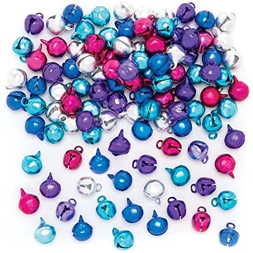 Baker Ross FE721 kleine knutsel Belletjes Pak van 120, Verschillende Kleuren Jingle Bells voor