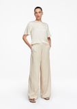 comma Pantalon décontracté taille normale jambe large satinée beige