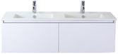 BES LED Frozen Badmeubelset 140 cm - Greeplijst in Kleur - Wit Hoogglans - Keramische Wastafel Wit 2 Kraangaten