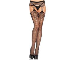 Leg Avenue Jarretelgordel met kousen - Zwart - One size - Kant - Polyamide