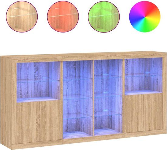vidaXL Dressoir met LED-verlichting 202x37x100 cm sonoma eikenkleurig