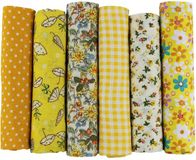 aufodara UOOOM 6 stuks 50 x 50 cm katoenen patchworkstof (geel)