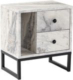 Merkloos / Sans marque Asir Nightstand, Freesia Marble, Black, 45.2 x 29.5 x 50 cm