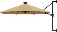 vidaXL Wandparasol met LED's 300 cm Taupe