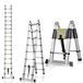 5 Icecat 5 m vouwladder, telescopische ladder met rubberen glijbaan, multifunctionele ladder, staande ladder, uittrekbaar, 150 kg, van aluminium