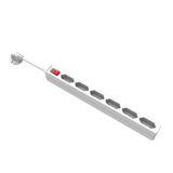 Value 6-voudige Euro-stekkerdoos, met schakelaar, contourstekker, wit, 2 m