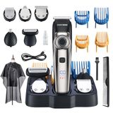 BarberBoss Professionele baardtrimmer, tondeuse voor mannen, oor- en neustrimmer, 39 snijlengtes, kamopzetstukken, precisiewijzerplaat, waterdicht ontwerp, LED-display, QR-6083