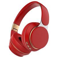 ELVANZA Bluetooth-hoofdtelefoon, opvouwbaar, krachtige bas, ruisonderdrukking, Bluetooth 5.0, rood