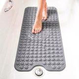 edihome, Antislip badmat, 53 x 53 cm, douchemat, bubbels met zuignap, BPA-vrij, antibacterieel, schimmelbestendig, machinewasbaar, gezinsveiligheid (Lichtgrijs, 100x40 cm)