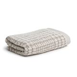 möve Brooklyn Glencheck Handdoek, 50 x 100 cm, 85% katoen, 10% viscose, 5% linnen, natuurlijk/kasjmier