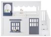 StarTech Kidsmill Kinderbed met speelhuisfunctie - 90 x 200 cm - Wit - Met trap met opbergruimte - Veiligheidshekjes - Deur en ramen