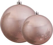 Decoris Grote Kerstballen - Lichtroze - 2 stuks - Kunststof - Diameter 14 & 20 cm
