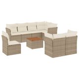 vidaXL 9-delige Loungeset met kussens, polyrattan, beige