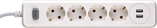 Philips 4-voudige Stekkerdoos - SPN3042WA/10 - Wit - met USB