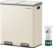SONGMICS Vuilnisbak met twee vakken, 2 x 30 l, crème