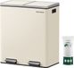 SONGMICS Vuilnisbak met twee vakken, 2 x 30 l, crème