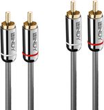 LINDY 35346 RCA Audio Aansluitkabel [2x Cinch-stekker - 2x Cinch-stekker] 2 m Antraciet