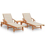 VidaXL Tuinstoel Terras Gecapitonneerde zitting Acaciahout Beige (2 stuks)