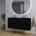 Saniclass Chaci Badkamermeubelset - 120x46x55cm - keramische wastafel zwart - 2 wasbakken - 2 kraangaten - 2 lades - ronde spiegel met verlichting - mat zwart