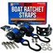 Roestvrijstalen intrekbare ratelbanden, heavy-duty set, 2,5 x 182 cm, 2 dwarsverbindingen met bevestigingsbeugels en bouten, automatische zelfoprollende gesp voor boottrailers en vracht