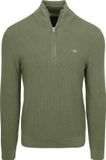 Gant Half Zip Trui Micro Textured Groen - Maat L - Heren