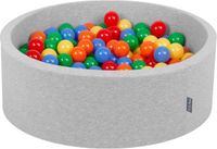 KiddyMoon Ballenbad 90x30cm - 300 Ballen ∅ 7cm - Rond - Lichtgrijs: Geel/Groen/Blauw/Rood/Oranje