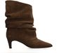 Manfield - Femme - Bottines slouchy à talon en daim marron - Taille 37