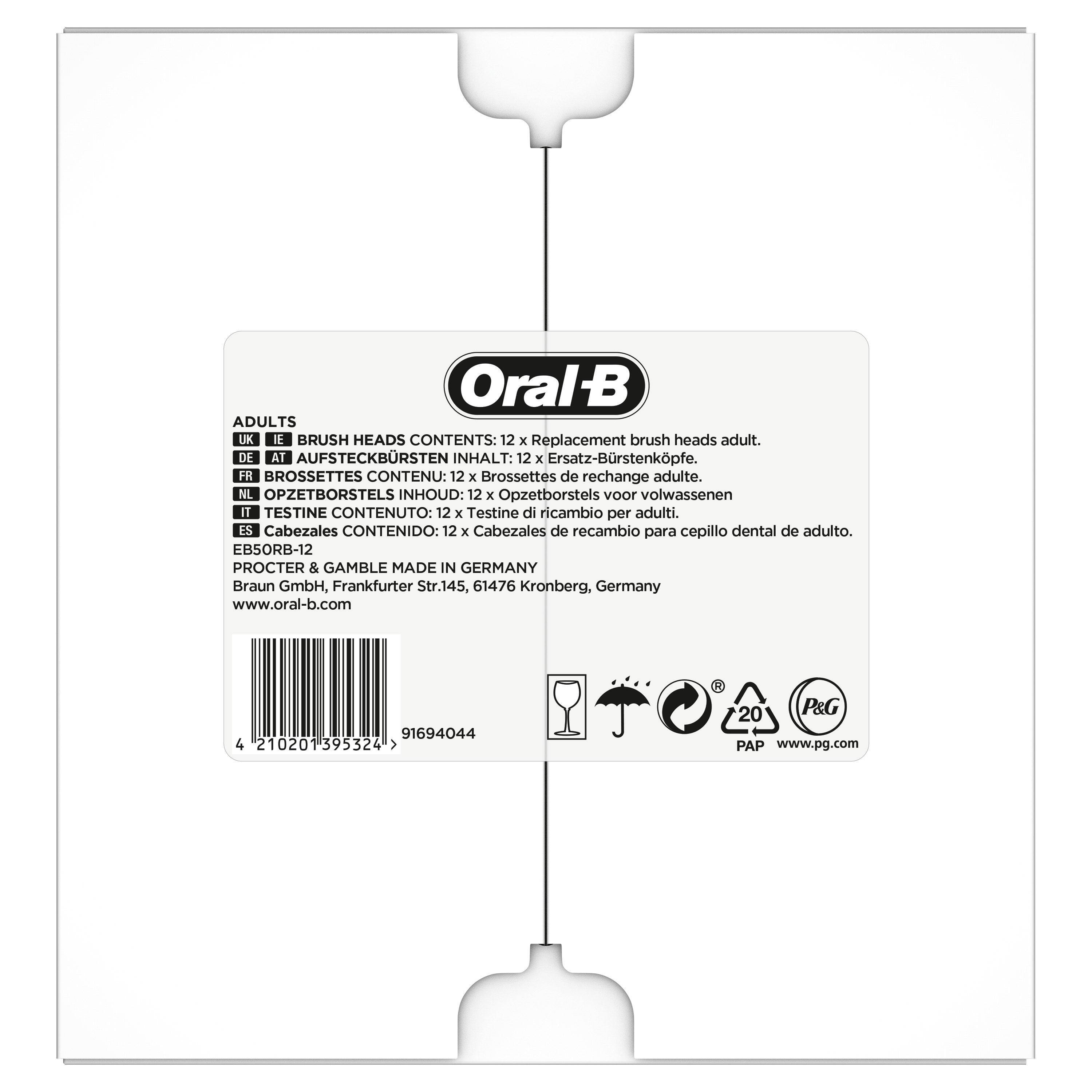Oral-B Oral-B CrossAction Opzetborstel, Verpakking Van 12 Stuks, Verpakking Van Brievenbusformaat