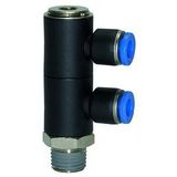 Riegler 109673 L-meervoudige verdeler "Blue Series", 2-voudig, draaibaar, R 1/2 of