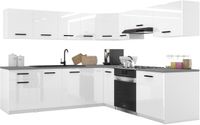 B BELINI GROUP BELINI Keukenblok ITALIA 7 - Keukenmeubel Set 420 cm Wit Hoogglans met Werkbladen - Boven- en Onderkasten