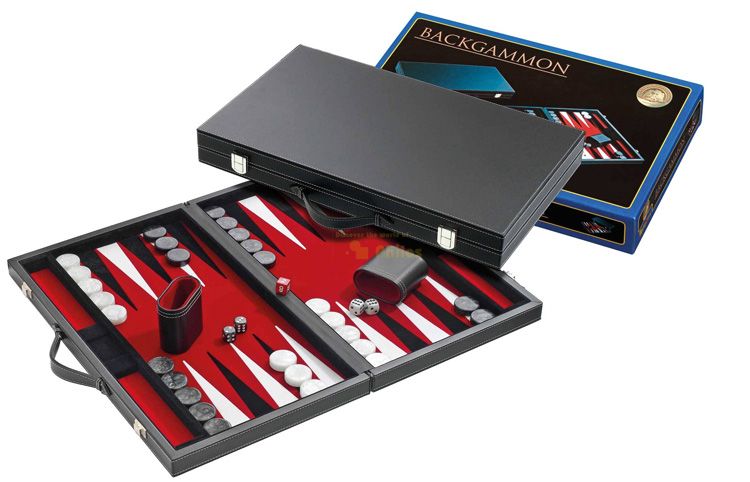 Philos Backgammon Koffer Medium Standaard (Rood)
