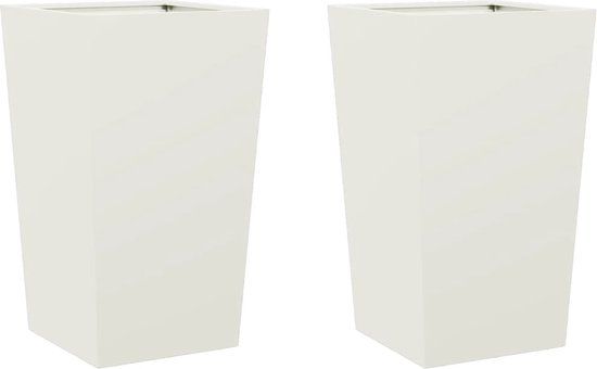 vidaXL Plantenbakken - 2 st - 45x45x75 cm - staal - wit