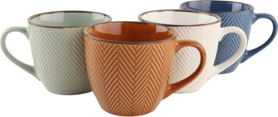 OTIX Koffiekopjes - Set van 4 - 250 ml - Aardewerk - Multikleur