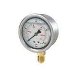 Riegler 706-CDE Glycerinmano. »Pressure line«, CrNi-stalen behuizing, aansluiting radiaal onder, G 1/4, kwaliteitskl. 1,6, mes. 0-6,0 bar/90 psi, Ø 63