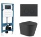 QeramiQ Dely Toiletset - Inbouwreservoir - Slim Zitting - Mat Antraciete Bedieningsplaat