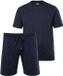 JP 1880 - Heren - Pyjama Buik-Fit all-over print T-shirt short - Navy blauw - Maat 8XL