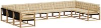 vidaXL Buiten bankenset 10-delig Wit en Beige