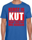 Bellatio Decorations Shoppartners Bv Foute Kersttrui t-shirt - Kerst is kut maar toch gezellig - blauw - voor heren M