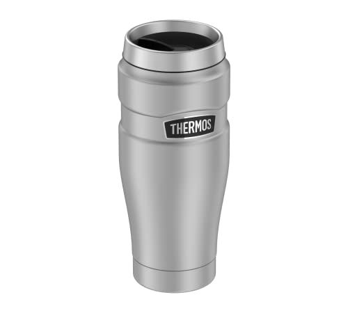 Thermos Thermosbeker voor onderweg, koffiebeker om mee te nemen, roestvrij staal, 470 ml, vaatwasmachinebestendig, dicht, 7 uur warm, 18 uur koud, BPA-vrij, roestvrij staal, 0,47 liter