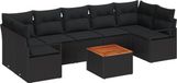 vidaXL - Dining loungeset - 4 zitplekken - Zwart - Polyrattan