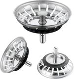 Goodivery Passoire d'évier de cuisine Passoire de vidange Diamètre 78-80 mm Lot de 3 Bouchons d'évier de cuisine Panier de remplacement de vidange avec robinets Argent