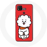 Maniacase Etui voor Xiaomi Redmi 9C BTS Bangtan Boys BT21 RJ van Jin Rode Achtergrond