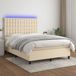 Maison Exclusive - Boxspringbed met matras en LED-verlichting, crème kleur, 140x190 cm, gestoffeerd
