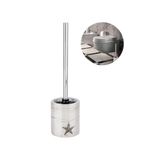 Toiletborstel en houder voor badkamer, toiletborstel, van keramiek, 10 x 10 x 38,5 cm, grijs